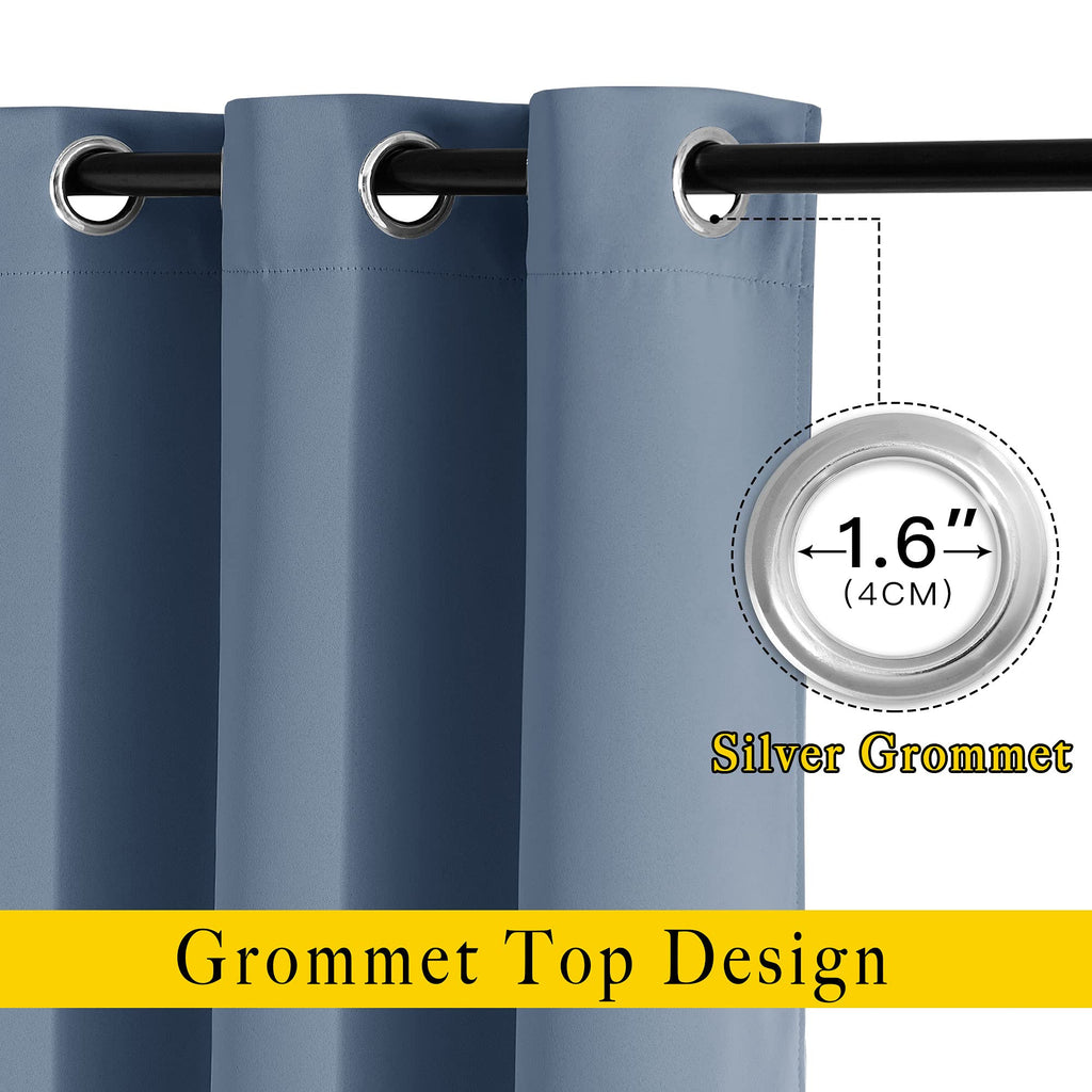Room Darkening Curtains 108 inch Length - Grommet Thermal Insulated Window Treatments Solid Panels /Bedroom/Villa