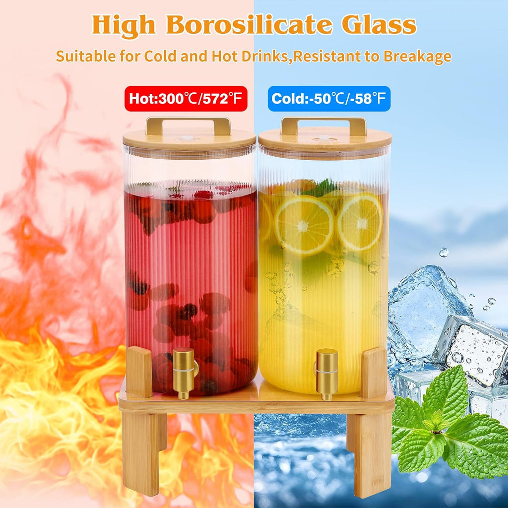 1.5 Gallon Drink Dispensers for Parties,Beverage Dispenser With Wood Stand