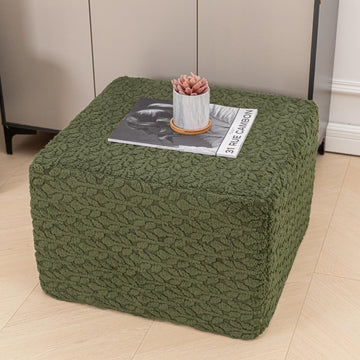 Square Stuffed Pouf Ottoman Poufs with One-Piece Seamless Foam Filling, Furry and Fluffy Pouf Foot Stool, 20 X 14