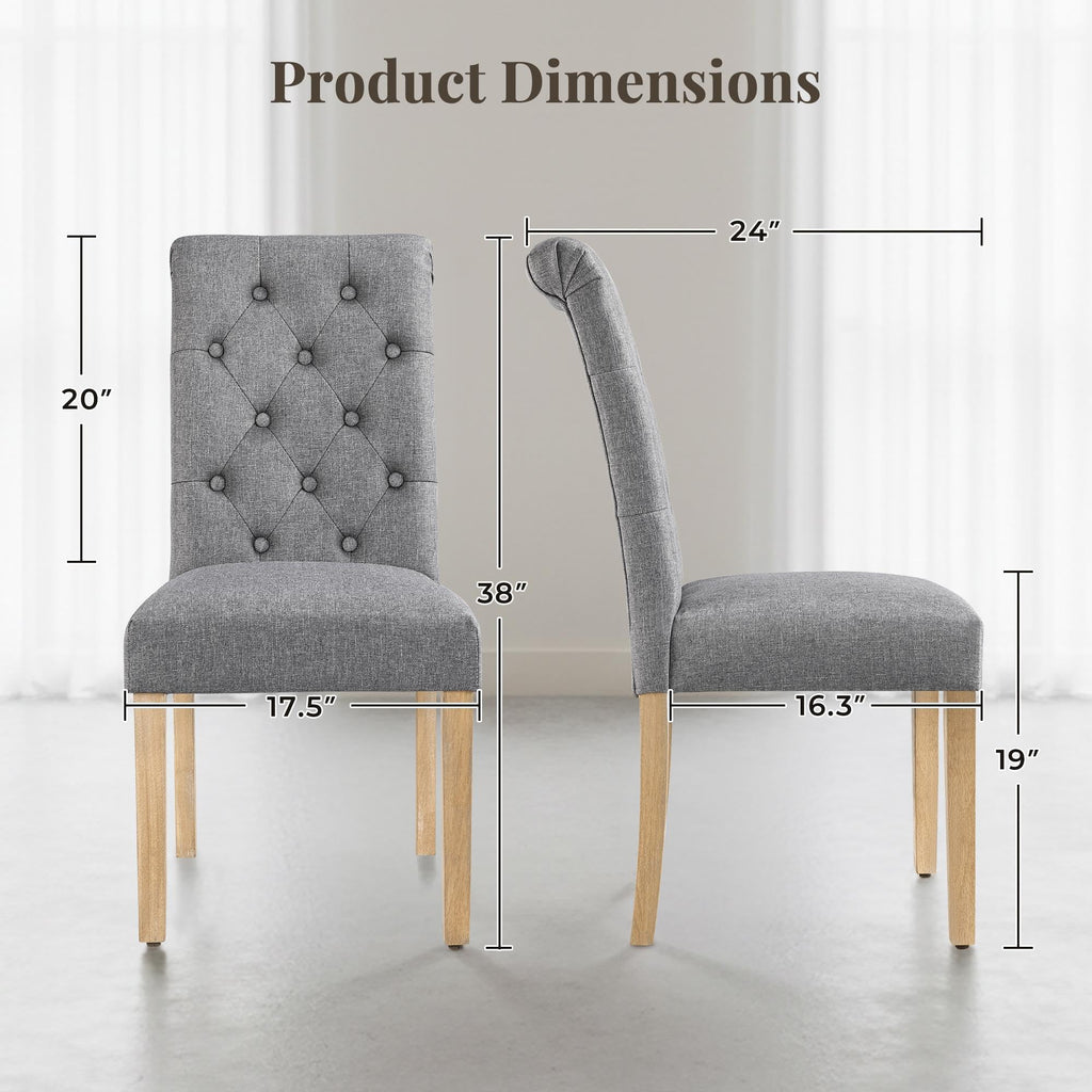 Set of 2 Modern Upholstered Parson Chairs Dark Gray