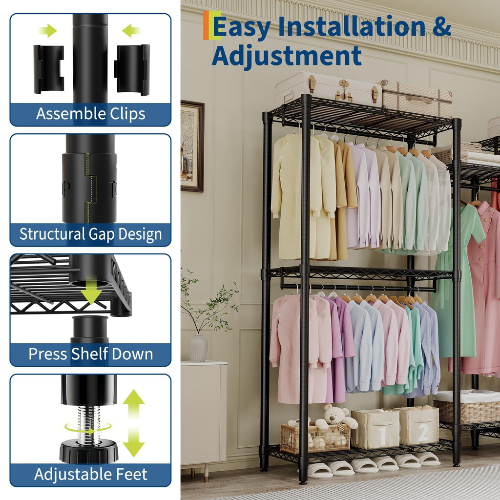 Heavy Duty Garment Rack 5 Hanging Rods
