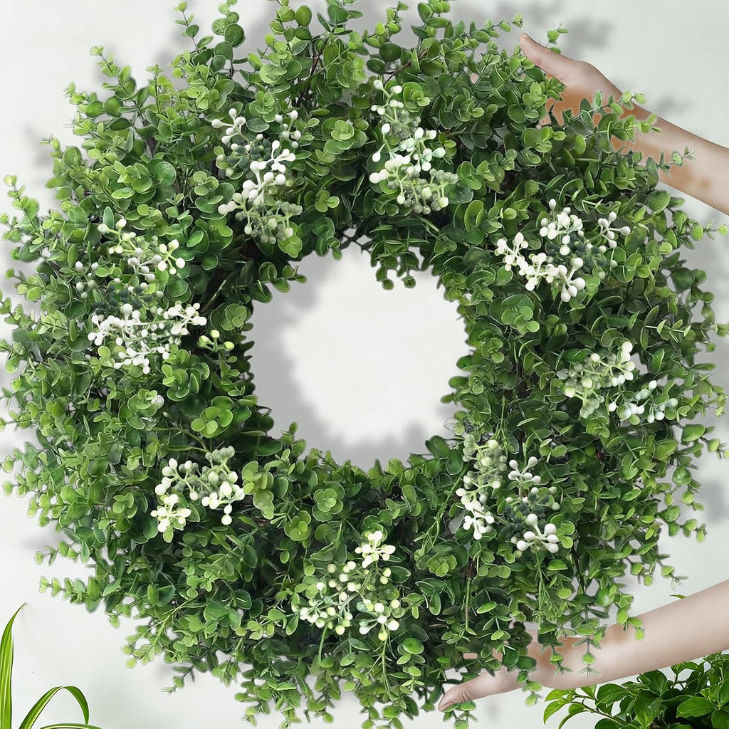 26'' Large Boxwood Wreath for Front Door Artificial Spring Wreath Boxwood Leaves Greenery Outdoor Door Wreaths