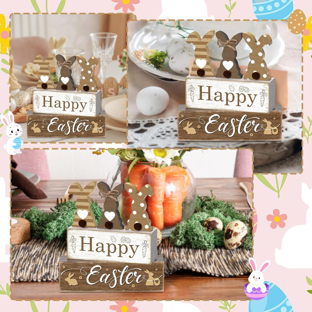 Tiered Tray Decor Set, , Wooden Table Sign, Bunny Easter - Set of 4