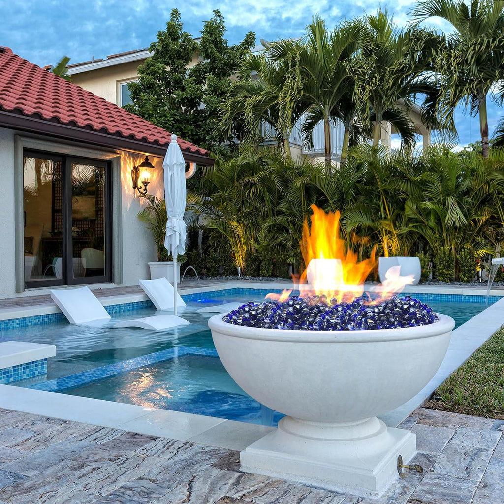 Cobalt Blue Fire Glass Diamonds for Fire Pit and Fireplace - 1 Inch Reflective Tempered Glass, 10 lbs