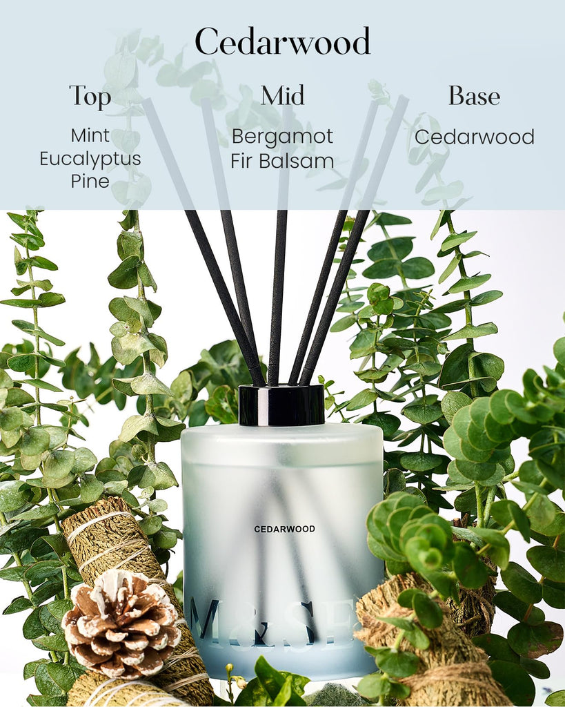 Reed Diffuser Set, Cedarwood, 17 oz Natural Essential Oil