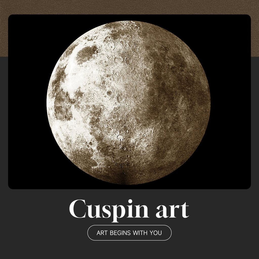 Framed Vertical Black White Gold Moon Landscape Wall Art Decor, 2 Pieces
