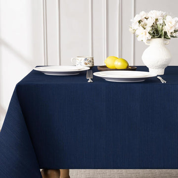 Jacquard Rectangle Tablecloth - Geometric Line Damask Table Covers Waterproof Stain Resistant Washab
