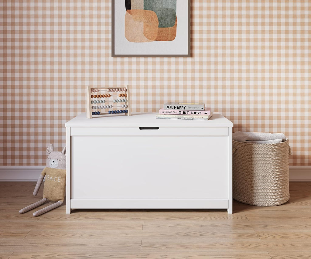 33" Wood Toy Box, Large Toy Chest Storage Organizer, Soft Close Safety Hinges, Ventilation Hole, 6 Cubic Ft