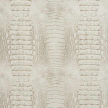 White and Gray Crocodile Faux Leather Vinyl by The Yard - SKU: Jana Stone