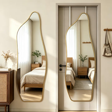 48"x16" Full Length Door Mirror, Dolphin Hanging Mirror, Gold