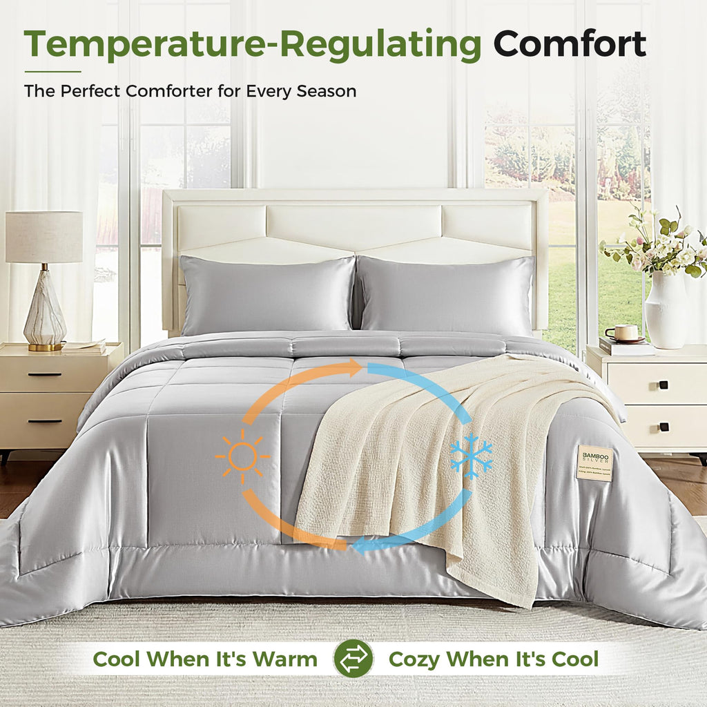 Cooling Comforter Duvet Insert, Hypoallergenic 100% Viscose Derived from Bamboo Shell & Fill - All Season