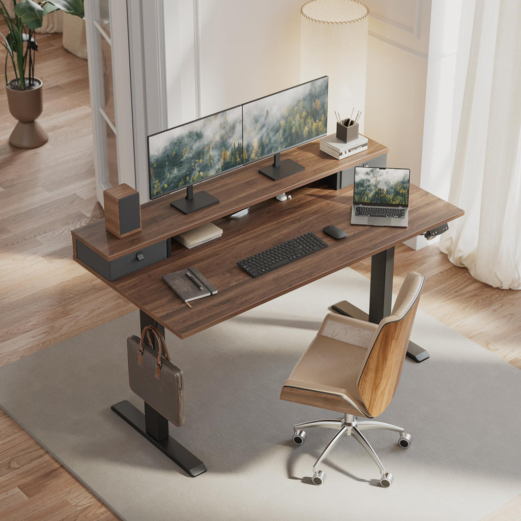 48 x23 Inch Electric Standing Desk with Drawers, Adjustable Height Small Sit Stand Desk, Compact Computer
