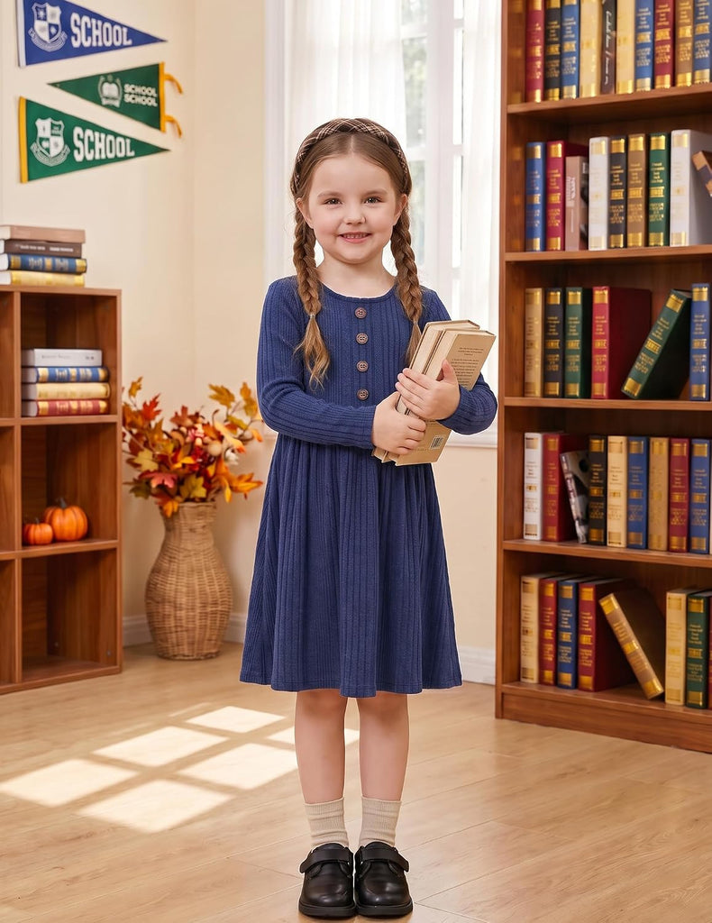 Toddler Girls Sweater Long Sleeve Knit Fall Winter Dresses