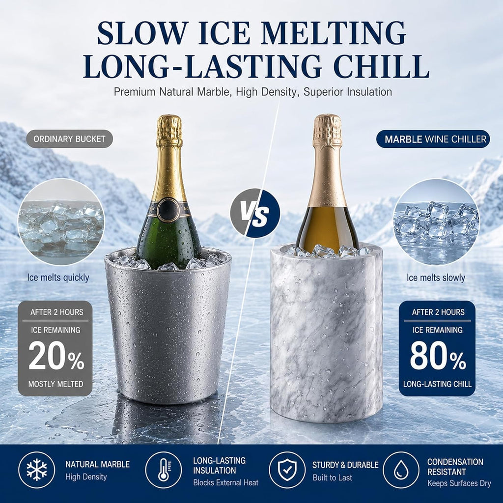 Wine Cooler Bucket Marble Wine Chiller for Bottle & Champagne Bucket