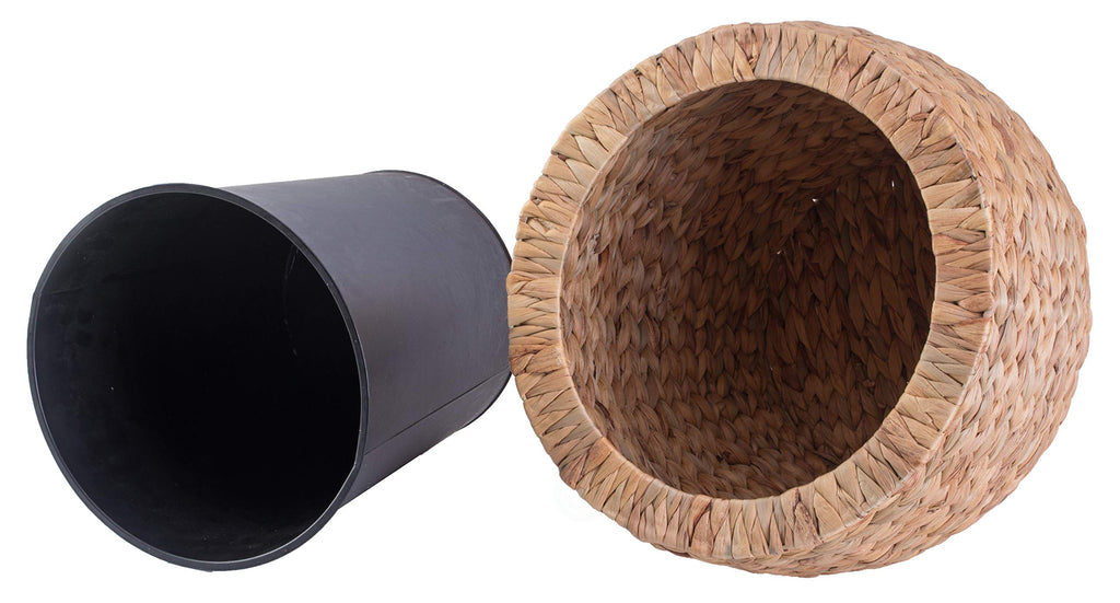 Vintiquewise Water Hyacinth Tall Wicker Floor Vase Planter Set of 2, Seagrass Wicker Vase with Metal Pot, Decorative