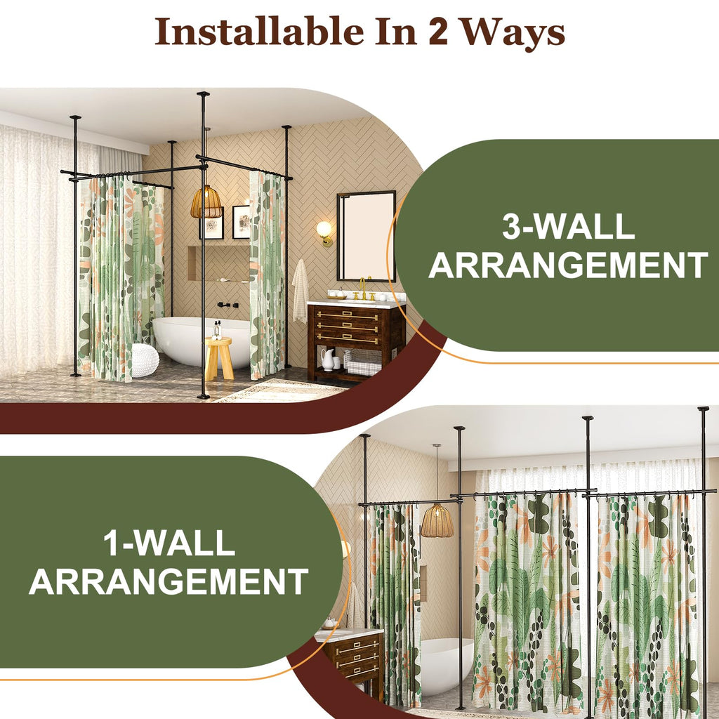 Room Divider for Room Separation, 4-10ft(H) 28-171inch(W), Black