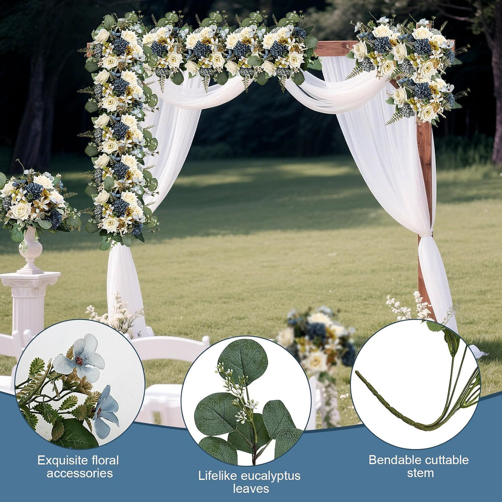 Artificial Mum Flowers 12 Bundles Silk Chrysanthemum Flowers Fake Roses Peonies with Eucalyptus, Realistic Faux