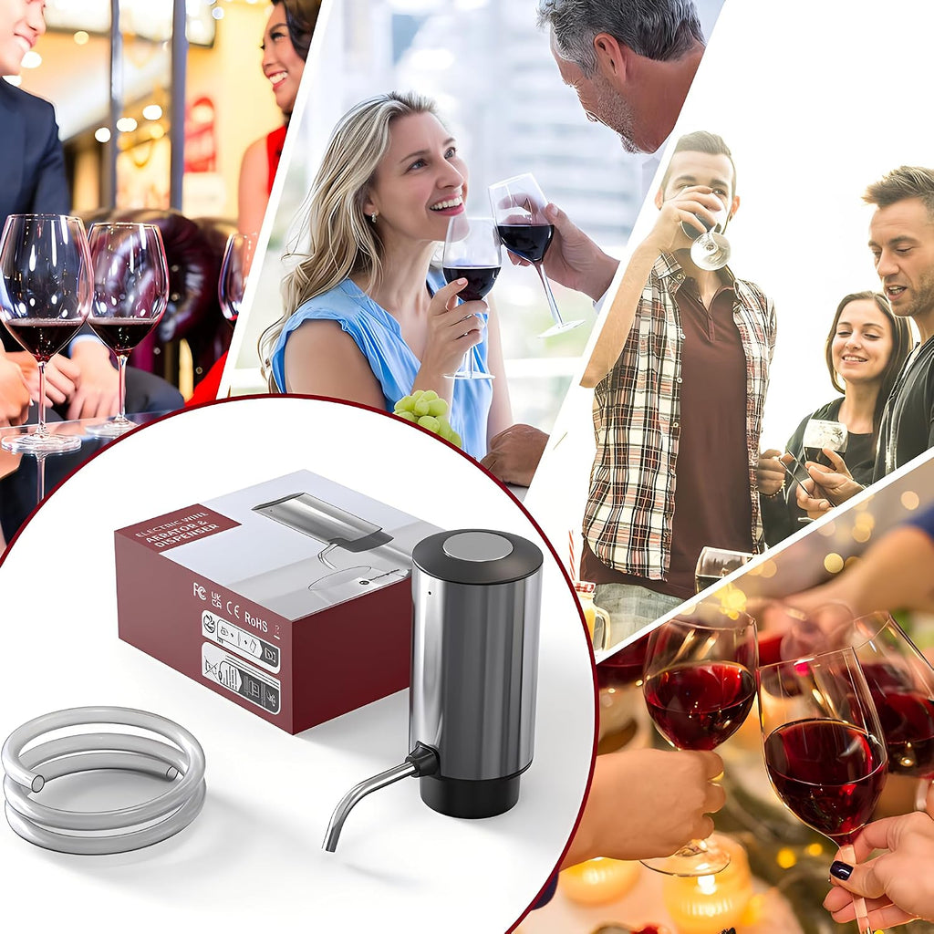 Electric Wine Aerator Pourer One Touch Wine Accessories Rechargeable 2-in-1 Automatic Wine Decanter Stainless Steel