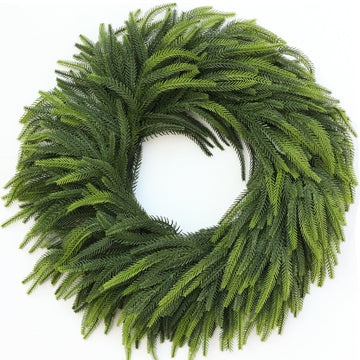 26" Lifelike Artificial Christmas Norfolk Pine Wreath for Front Door Decor