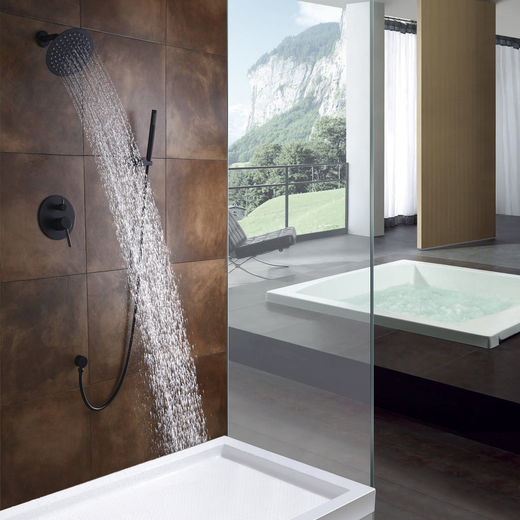 Matte Black Shower System with Rain Shower and Handheld