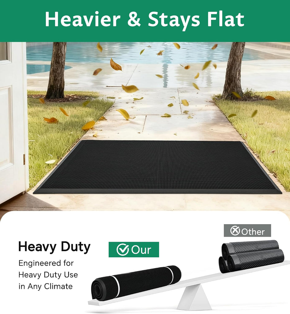 Outdoor Entrance Front Doormat, 32x39 Rubber Heavy Duty Mat | Dirt Trapping, Non-Slip, Waterproof, Low-Profile