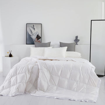 Lightweight Goose Down Comforter/Down Blanket/Duvet Insert for Summer/Warm Weather with Satin Trim, Noiseless & Extra