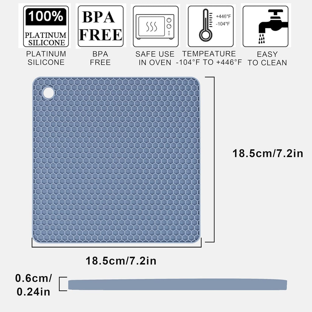 Silicone Trivet Mat, Silicone Trivets for Hot Pots and Pans, Non-Slip & Heat Resistant Silicone Hot Pad - Set of 4