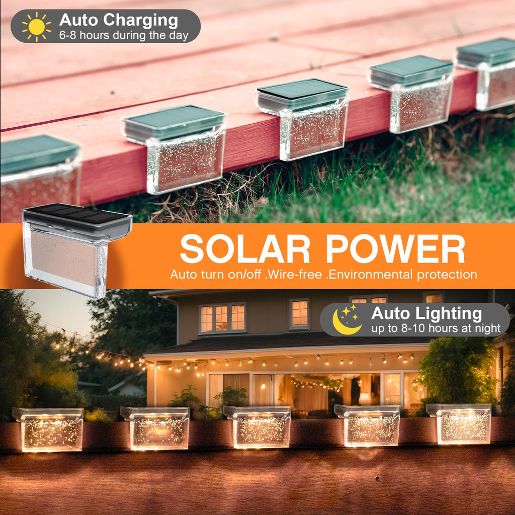 Solar Deck Lights Outdoor, Fence Lights Waterproof LED for Stairs