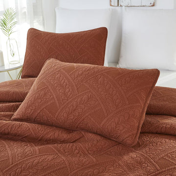 Pumpkin Orange Leaf Quilted Pillow Shams Cotton Standard Size Pillow Cases Set of 2 Comfy Soft Decorative Pillow
