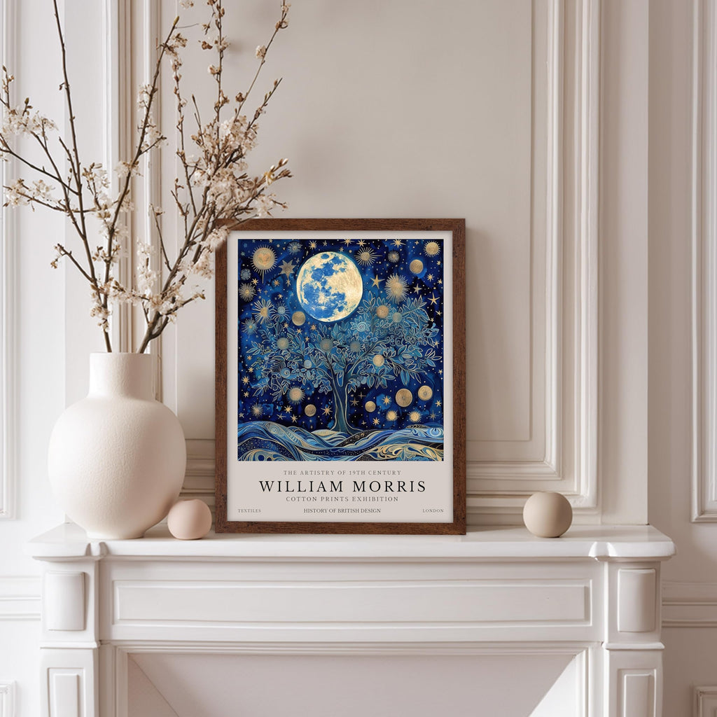 Master William Morris Poster - Moon and Stars Print - Tree of Life Art - Botanical Art - Exhibition Design - Flower
