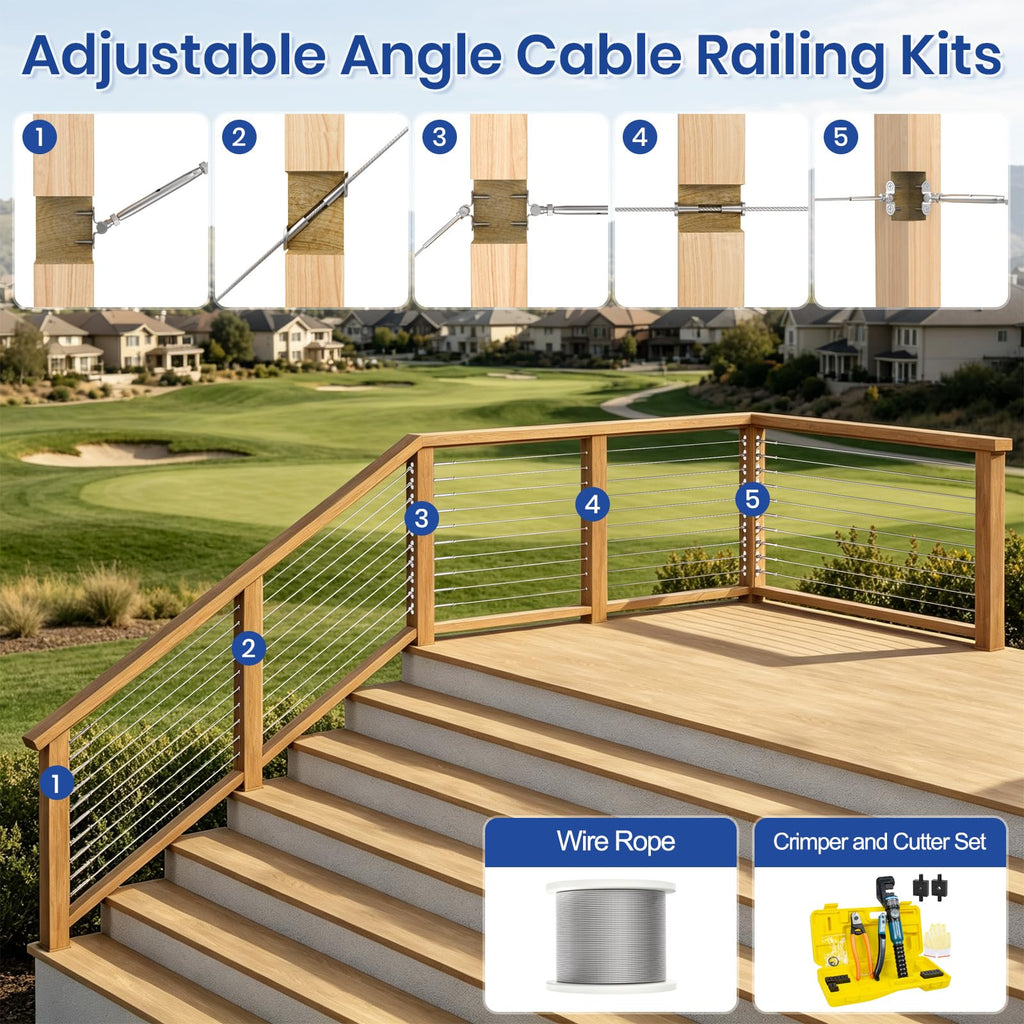 15 Pairs 1/8" Cable Railing Kit Swage Toggle Turnbuckle Hardware