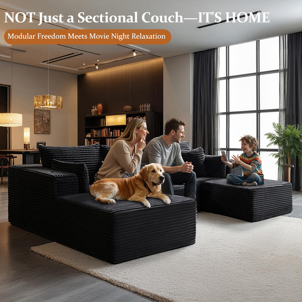 108" Oversized Cloud Sectional Couch, Comfort U Shaped Boneless Couch, Extra Deep Seats No Assembly, Modular Sofa