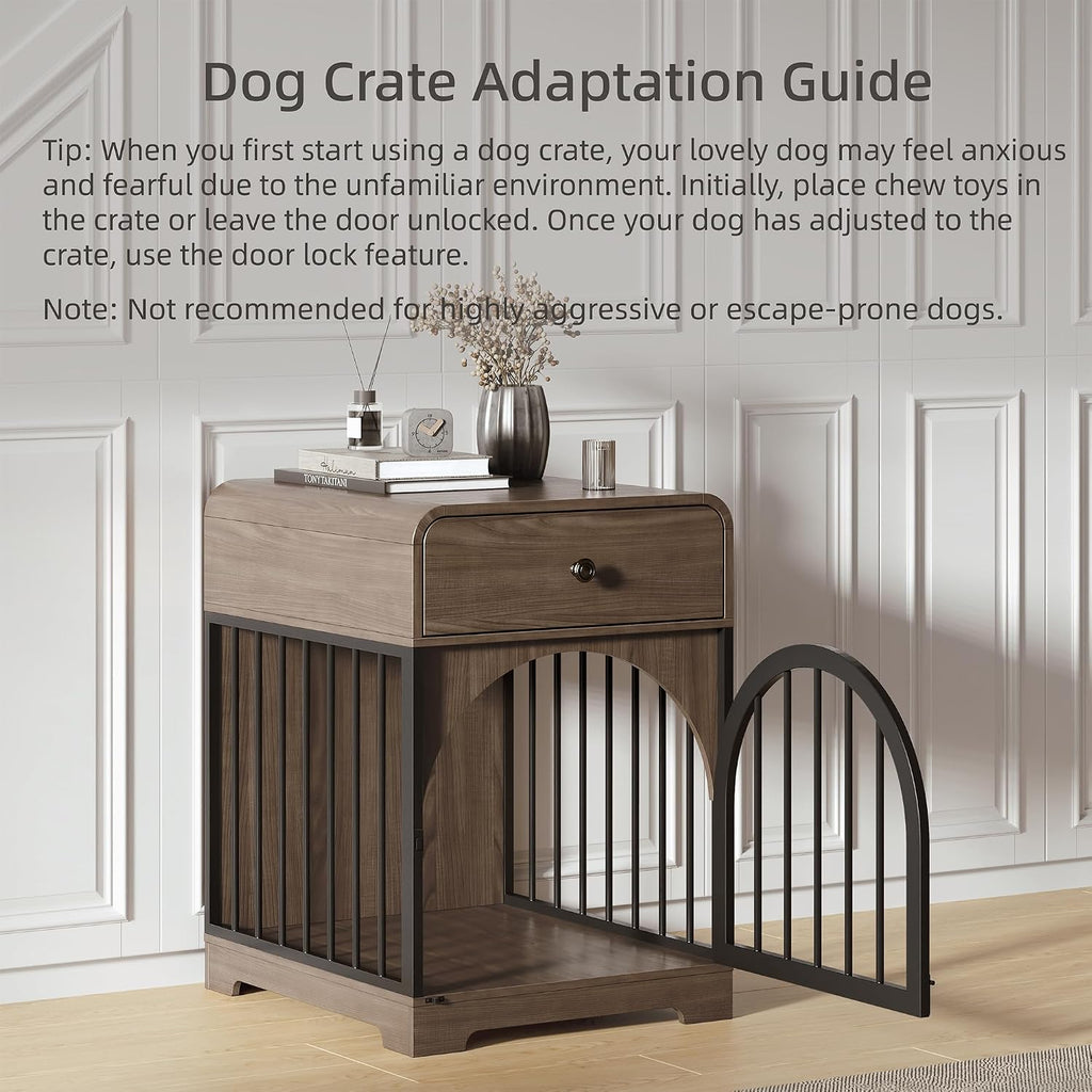 Dog Crate Furniture, Wooden Dog Crate House with Drawer, Kennel Indoor for Small Breed, Indoor Decorative Dog Kennel