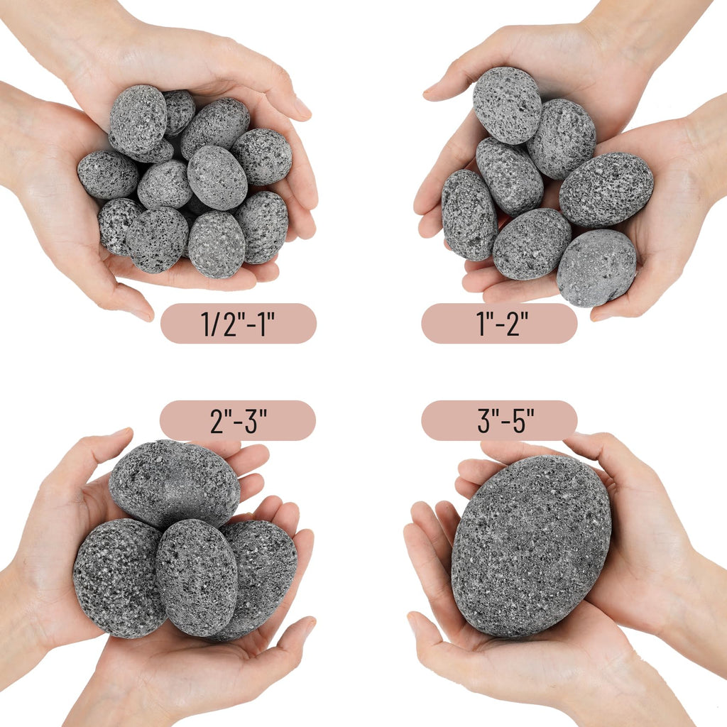 Natural Tumbled Stones Round Lava Rock Pebbles for Fire Pit