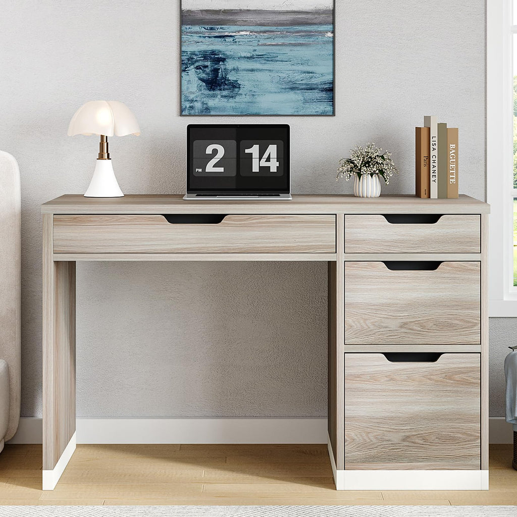 48 Inch Computer Desk with 4 Drawers, Natural Oak