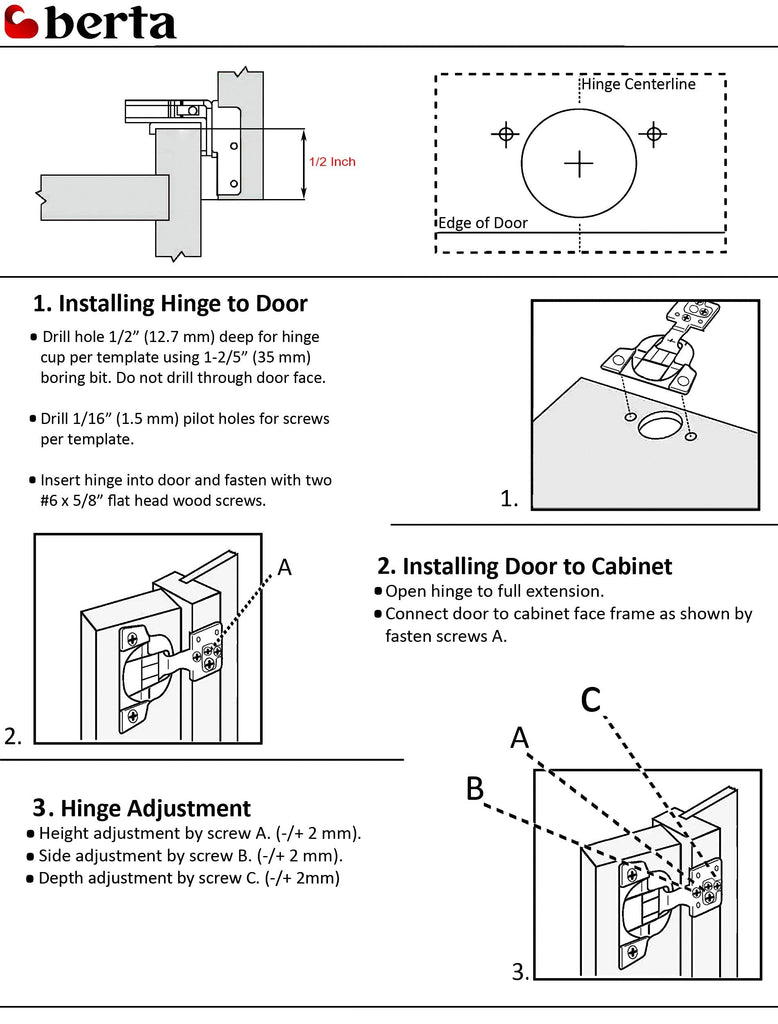 50-Pack 1/2" Overlay 105° Soft Close Face Frame Cabinet Hinges
