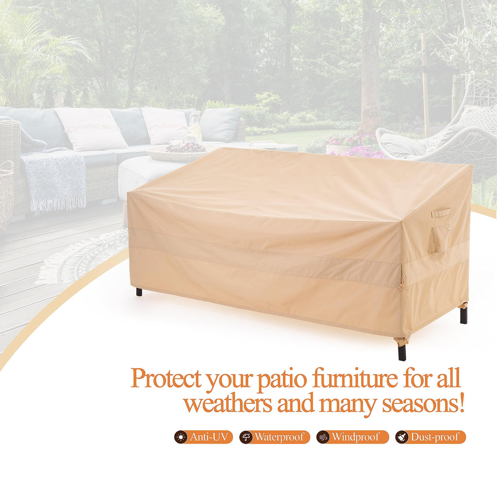 Patio Sofa Covers, 3-Seater, 87W x 42D x 35H Inches, Beige
