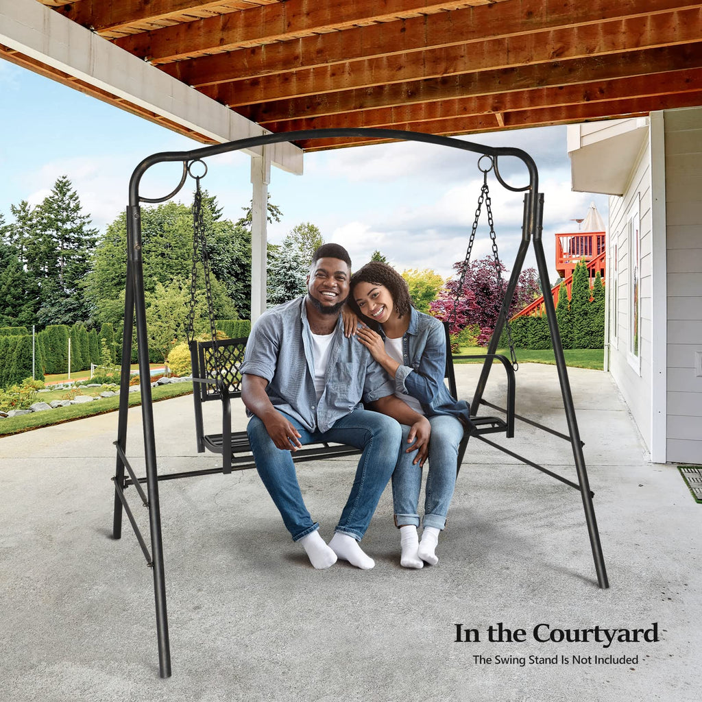Heavy Duty Metal Porch Swing, 660 LBS Swing Bench, Gridback