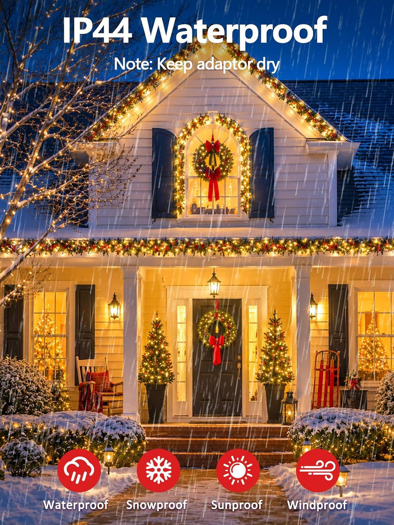 1000 LED Cluster Lights with Remote, Christmas Tree Lights Warm White