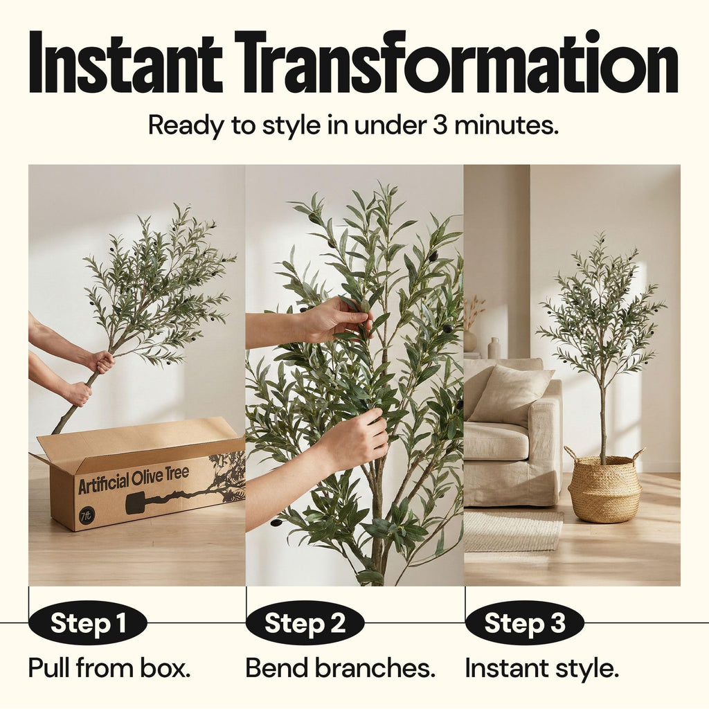 7ft Artificial Olive Tree, Faux Olive Tree Plants, Fake Potted Olive Silk Tree with Branches and Fruits, Artificial
