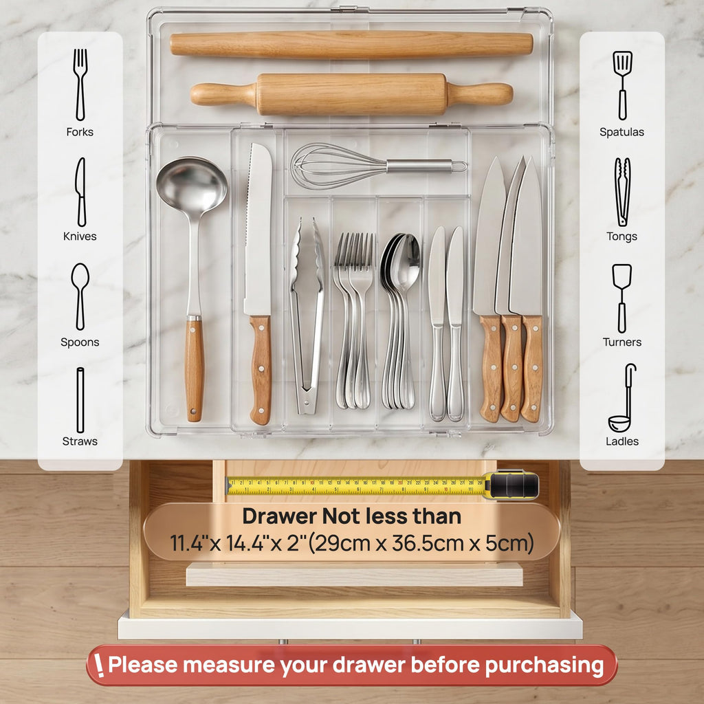 Expandable Silverware Organizer, Kitchen Drawer Tray, 6-9 Slots
