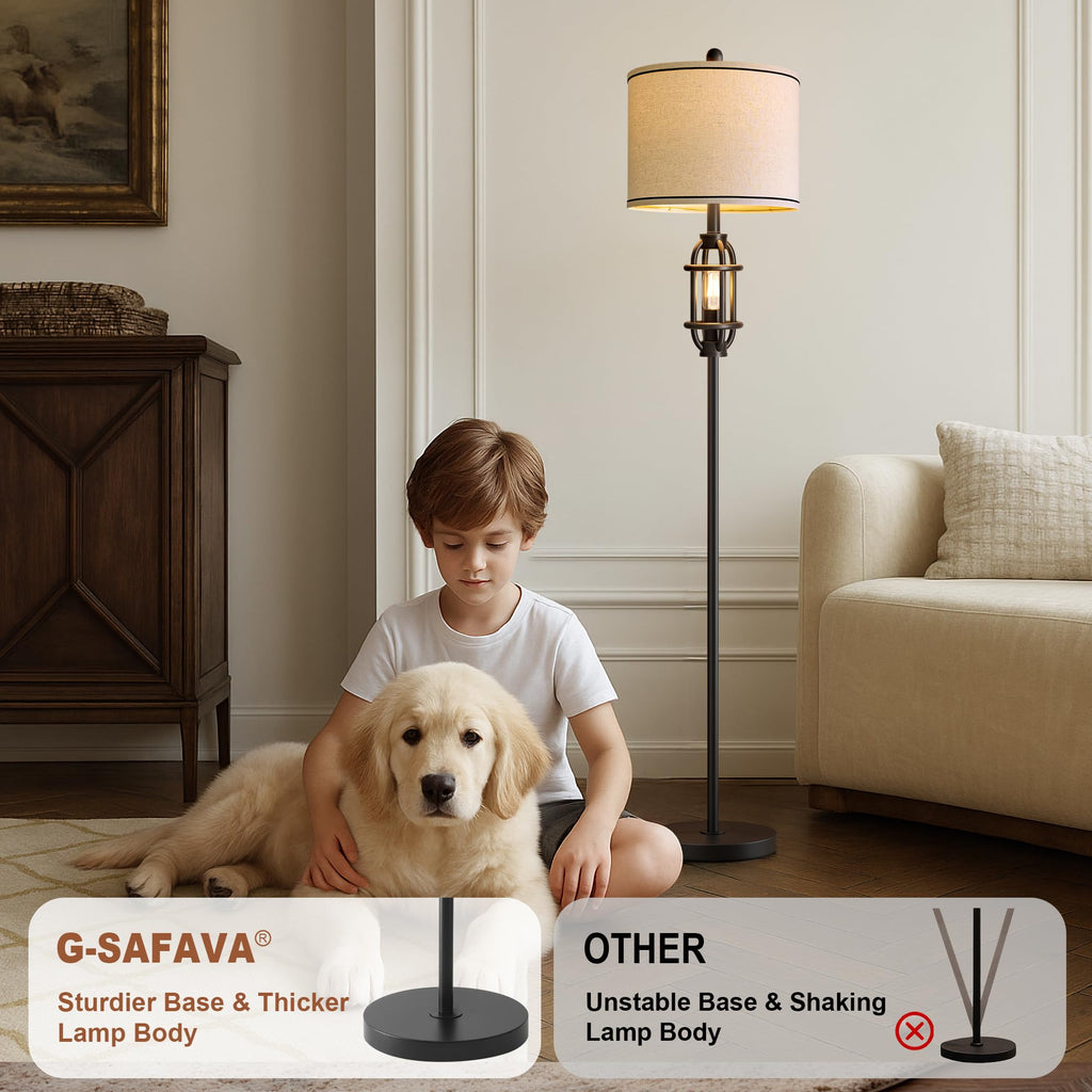 62.5" Floor Lamp Industrial Black Standing Tall Lamp