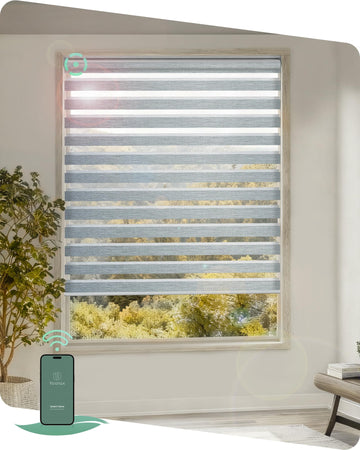 Motorized Zebra Blinds for Windows, APP Control, Grey
