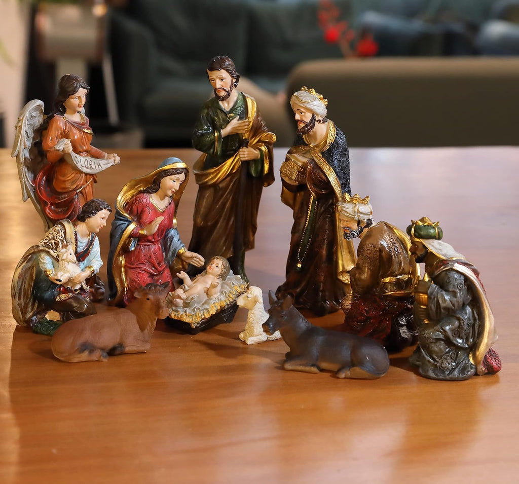 Nativity Set Christmas Scene Set Figurines Statue 8.25 Inch 11 Pcs