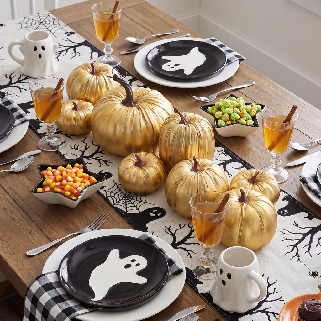 8 Pcs Fake Gold Leather Pumpkins Artificial Pumpkin Decoration
