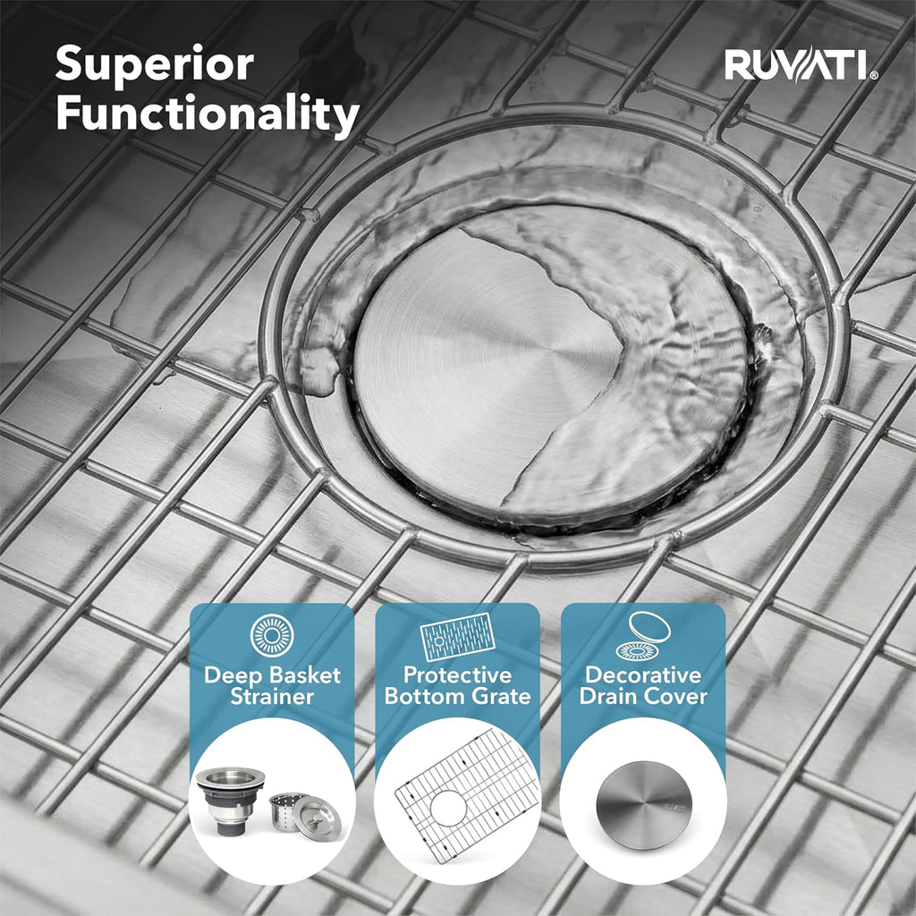 32-in Reversible Offset-Drain Undermount Kitchen Sink - RVH7490