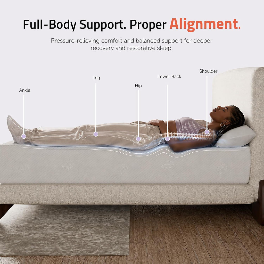 Full Size Mattress 12-Inch for Cooler Sleep - Cooling Gel Memory Foam with Back Support & Pressure Relief, Medium to