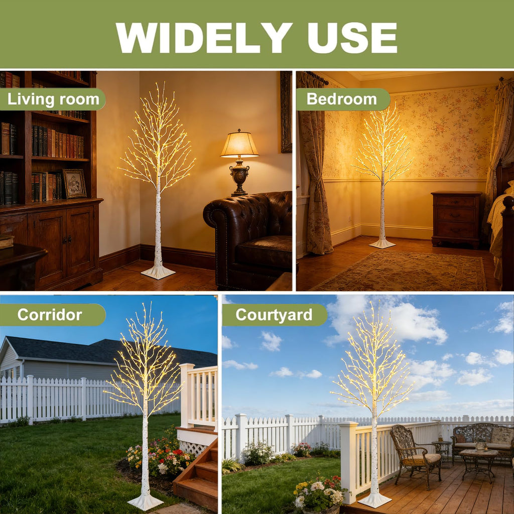 6FT Lighted Birch Tree, 260 LED Plug-in Fairy Tree Light with Timer