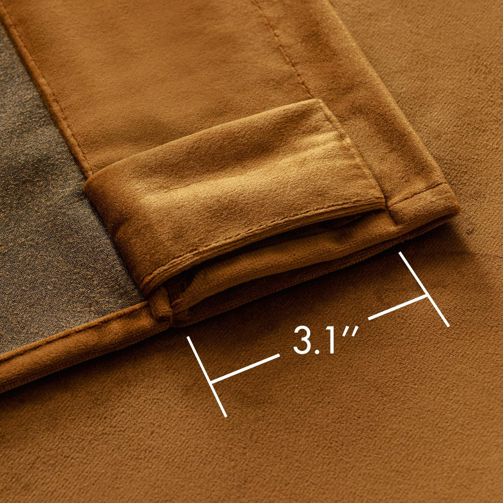 Velvet Curtains 52x108 inches 2 Panels Gold Brown Blackout Curtains