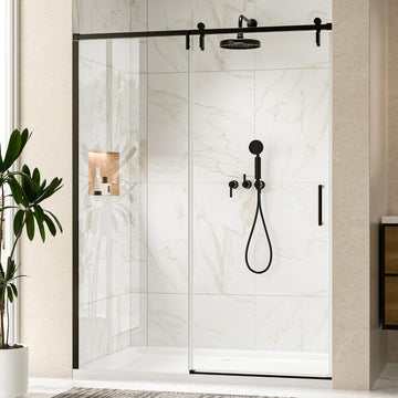 Single Sliding Shower Door, 55-60" W x 76" H Frameless Shower Door